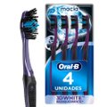 KIT ESCOVA DENTAL ORAL-B 3D WHITE CARVÃO 4 UNIDADES