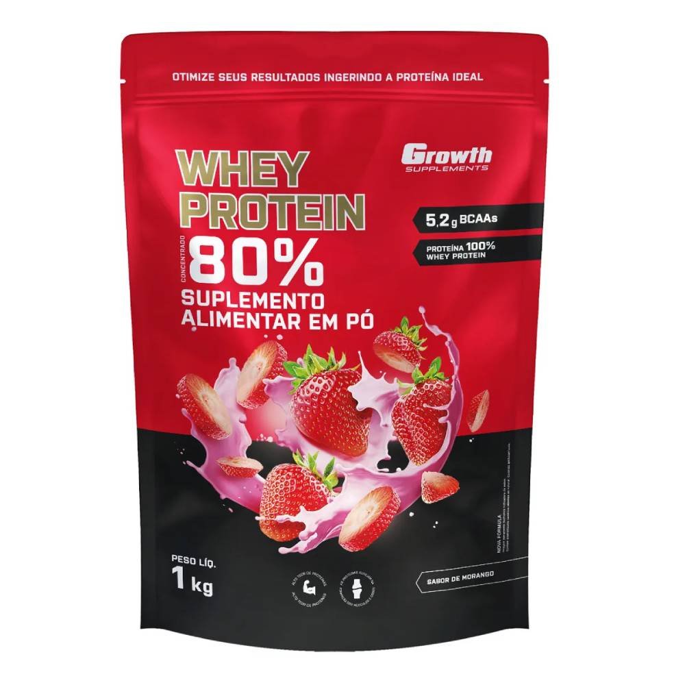 Whey Protein Concentrado Growth Morango 1kg