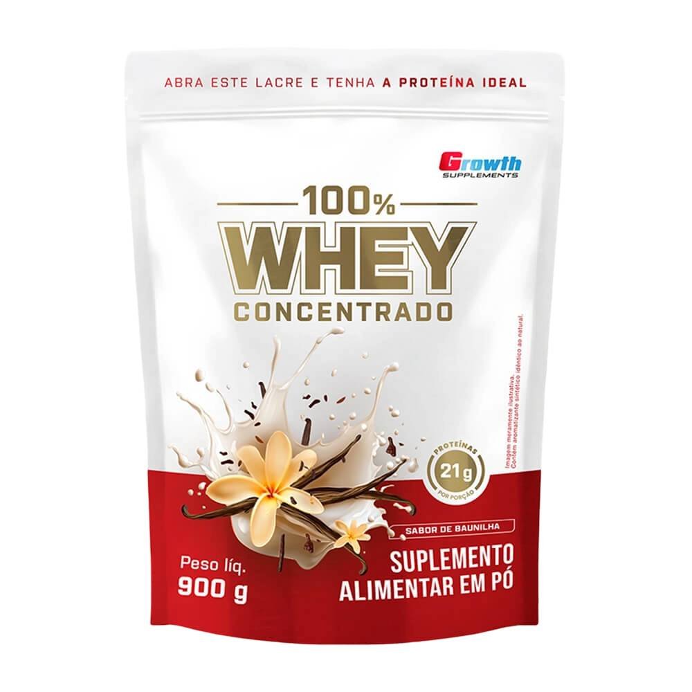 Whey Protein Growth 100% Concentrado Baunilha 900g