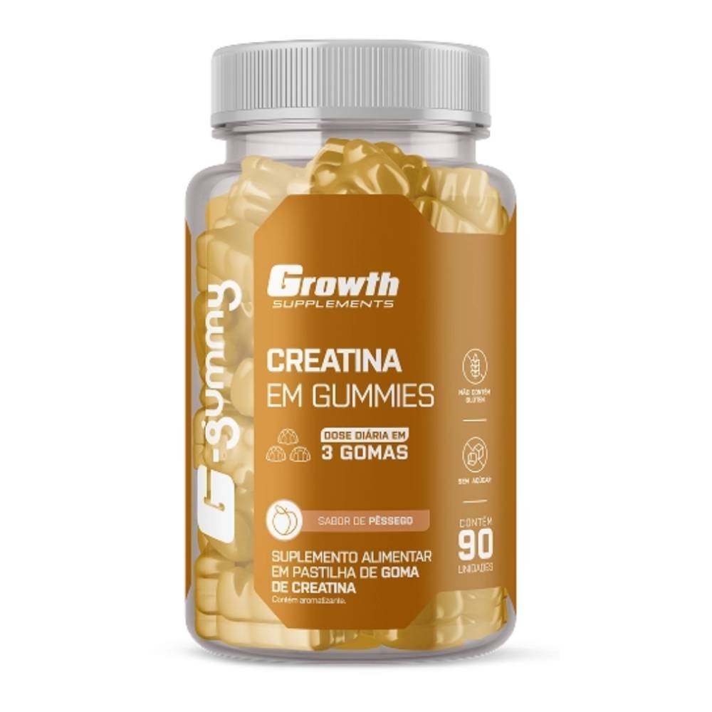 Creatina Growth Pêssego Gummy 90 Unidades