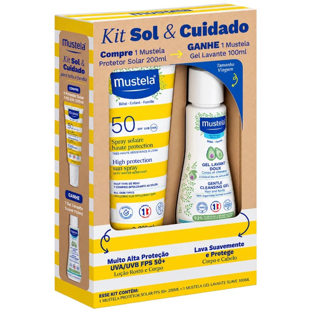 Kit Mustela Protetor Solar Fps50 200ml + Gel Lavante 100ml 