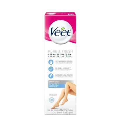 CREME DEPILATÓRIO VEET PURE E FRESH PARA PELES DELICADAS 100ML