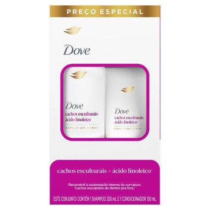 KIT DOVE CACHOS ESCULTURAIS + ÁCIDO LINOLEICO SHAMPOO 350ML + CONDICIONADOR 150ML