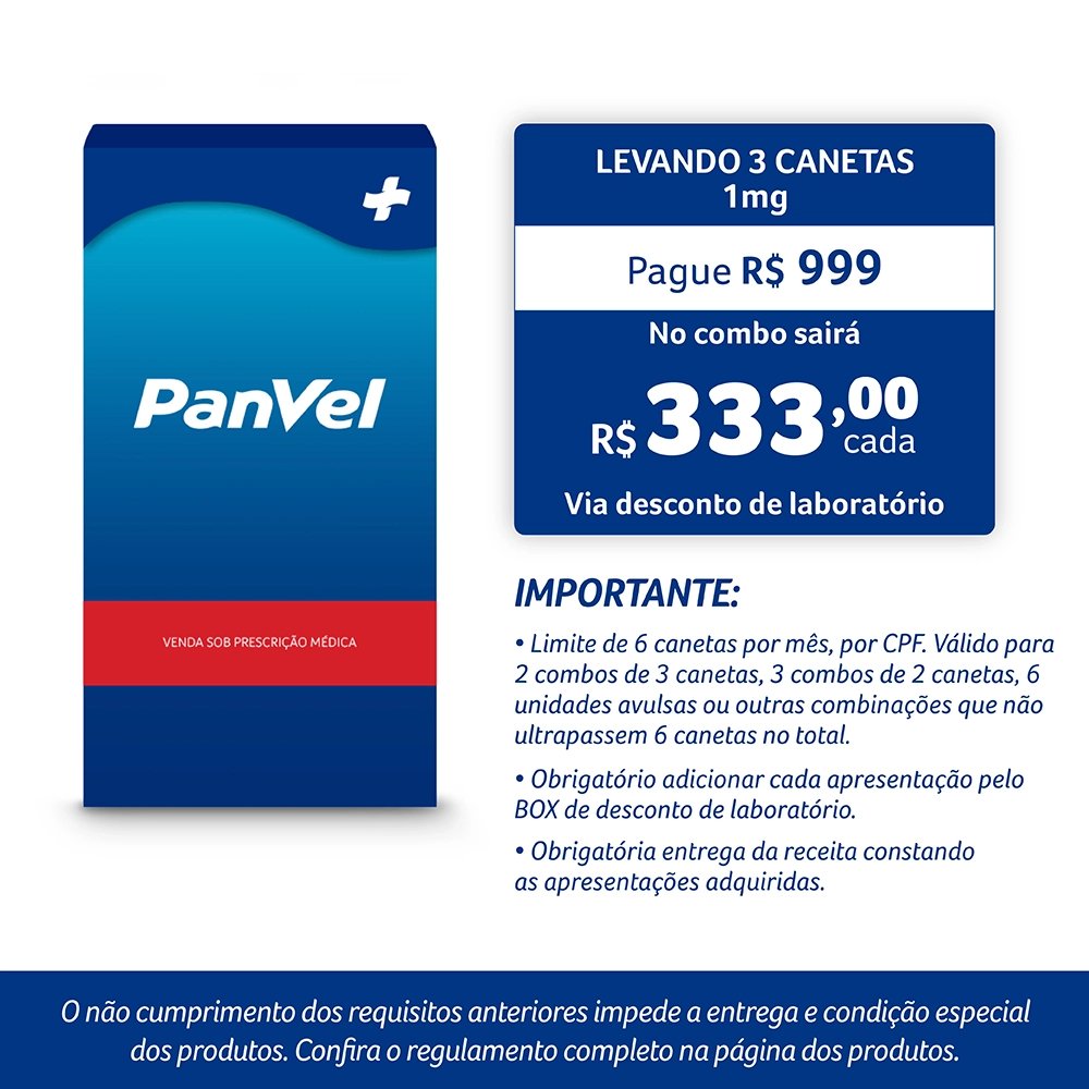 Semavy 1mg Semaglutida 3ml 1 Caneta Injetável + 4 Agulhas Geladeira
