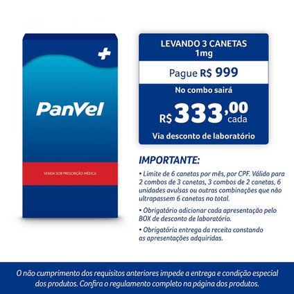 SEMAVY 1MG SEMAGLUTIDA 3ML 1 CANETA INJETÁVEL + 4 AGULHAS GELADEIRA