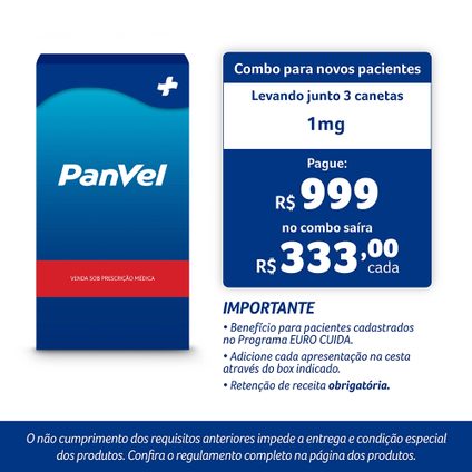 SEMAVY 1MG SEMAGLUTIDA 3ML 1 CANETA INJETÁVEL + 4 AGULHAS GELADEIRA