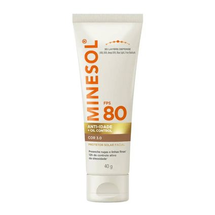 PROTETOR SOLAR FACIAL MINESOL ANTI-IDADE + OIL CONTROL 3.0 FPS80 40G