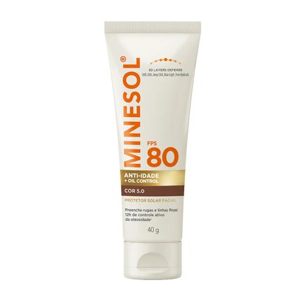 PROTETOR SOLAR FACIAL MINESOL ANTI-IDADE + OIL CONTROL 5.0 FPS80 40G