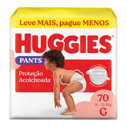 FRALDA HUGGIES MÁXIMA PROTEÇÃO BAG ROUPINHA G COM 70 UNIDADES