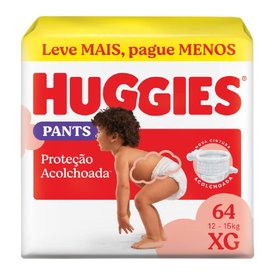  FRALDA HUGGIES SUPREME CARE BAG ROUPINHA XG COM 64 UNIDADES