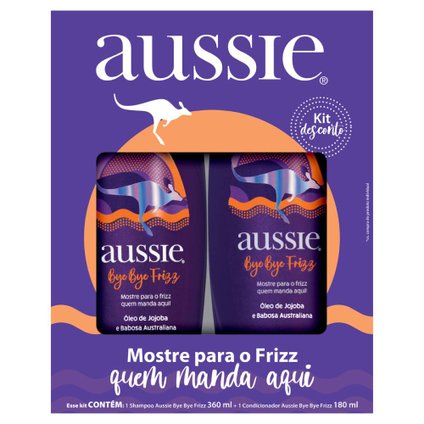 KIT AUSSIE BYE BYE FRIZZ SHAMPOO 360ML + CONDICIONADOR 180ML