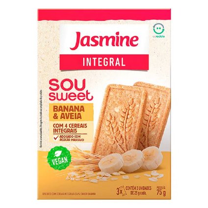 BISCOITO JASMINE INTEGRAL SOU SWEET BANANA & CEREAIS 75G