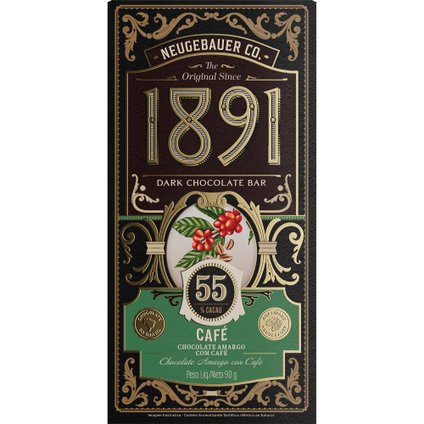 CHOCOLATE BARRA NEUGEBAUER 1891 55% CACAU CAFÉ 90G