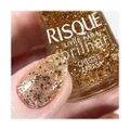 ESMALTE RISQUÉ LIVRE PARA BRILHAR GLITTER DOURADO CHEGA E ARRASA 8ML