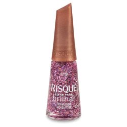 Esmalte Risqué Livre Para Brilhar Glitter Rosa Cravejada 8ml