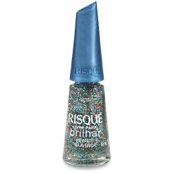 Esmalte Risqué Livre Para Brilhar Glitter Azul De Paetê Na Avenida 8ml