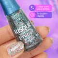 ESMALTE RISQUÉ LIVRE PARA BRILHAR GLITTER AZUL DE PAETÊ NA AVENIDA 8ML