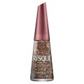 ESMALTE RISQUÉ LIVRE PARA BRILHAR GLITTER LARANJA E AZUL DONA DA FESTA 8ML