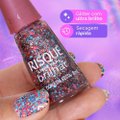 ESMALTE RISQUÉ LIVRE PARA BRILHAR GLITTER LARANJA E AZUL DONA DA FESTA 8ML