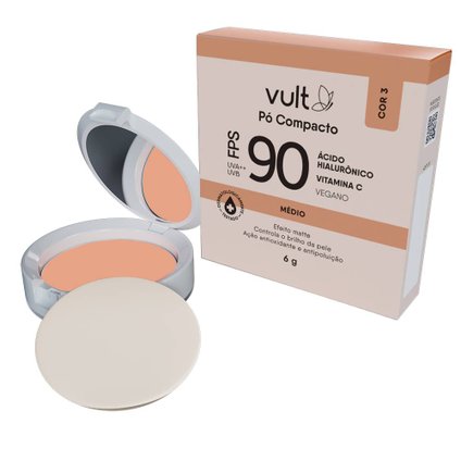 PÓ COMPACTO VULT FPS 90 COR 3 MÉDIO 6G