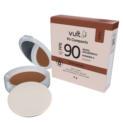 PÓ COMPACTO VULT FPS 90 COR 6 EXTRA ESCURO 6G