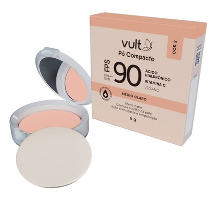 PÓ COMPACTO VULT FPS 90 COR 2 MÉDIO CLARO 6G