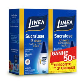 PACK ADOÇANTE LINEA SUCRALOSE LÍQUIDO 75ML CADA 50% DESCONTO NA SEGUNDA UNIDADE