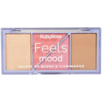 PALETA DE BLUSH E ILUMINADOR SOFT NUDE FEELS MOOD RUBY ROSE