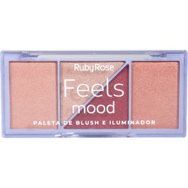 PALETA DE BLUSH E ILUMINADOR FEELS MOOD RUBY ROSE