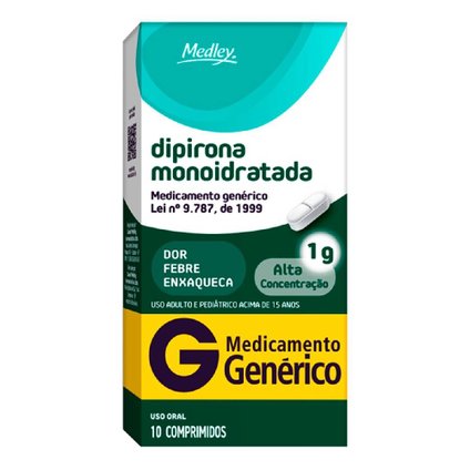 DIPIRONA MONOIDRATADA 1G 10 COMPRIMIDOS MEDLEY GENERICO